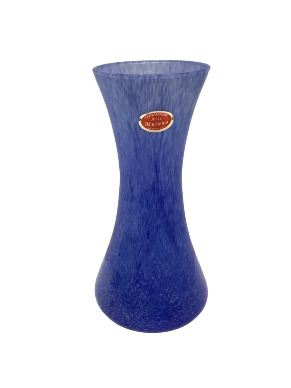 Murano Lavorazione Arte Glass Blue Vase Vintage